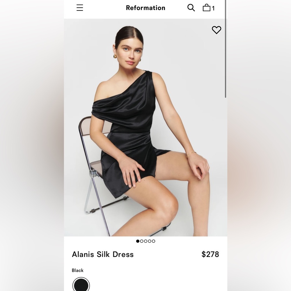 Reformation Alanis Black Silk Mini Dress